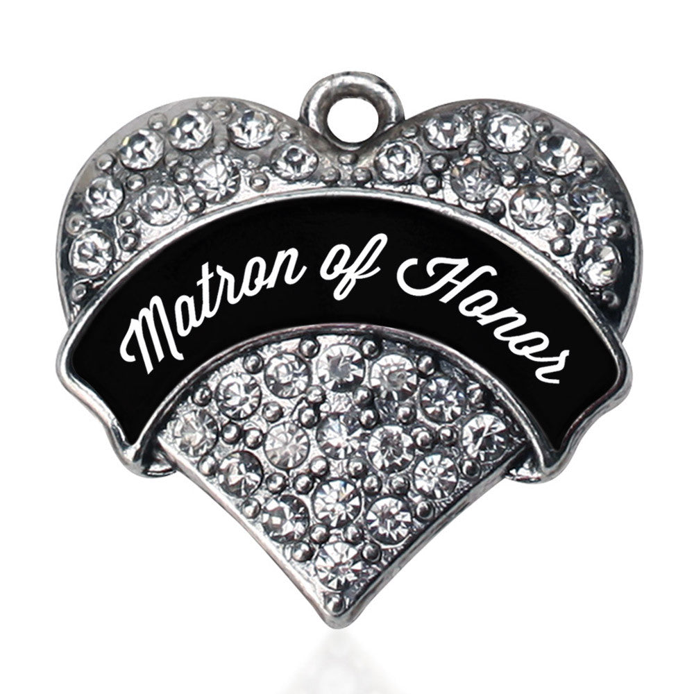 Black and White Matron  Pave Heart Charm