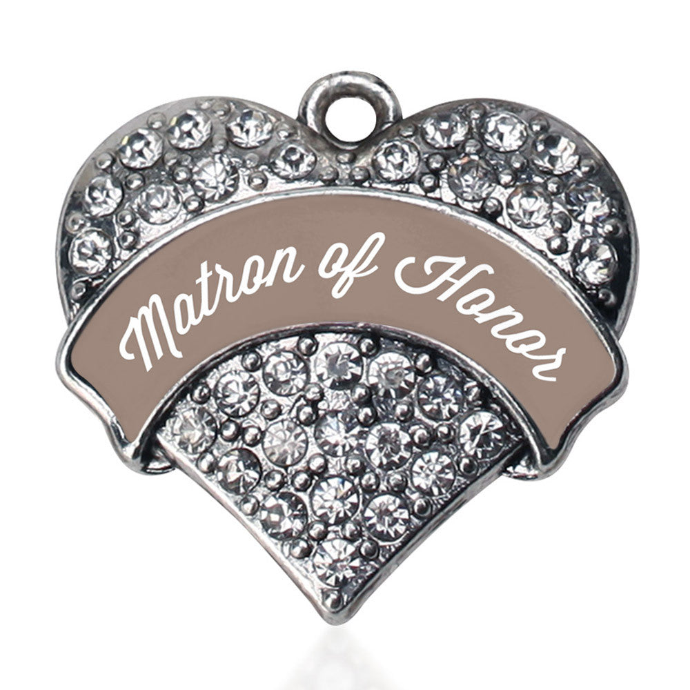 Brown and White Matron Pave Heart Charm