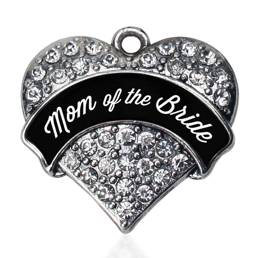 Black and White Mom of the Bride Pave Heart Charm