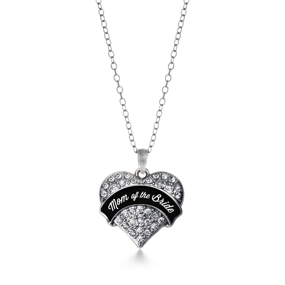 Black and White Mom of the Bride Pave Heart Charm