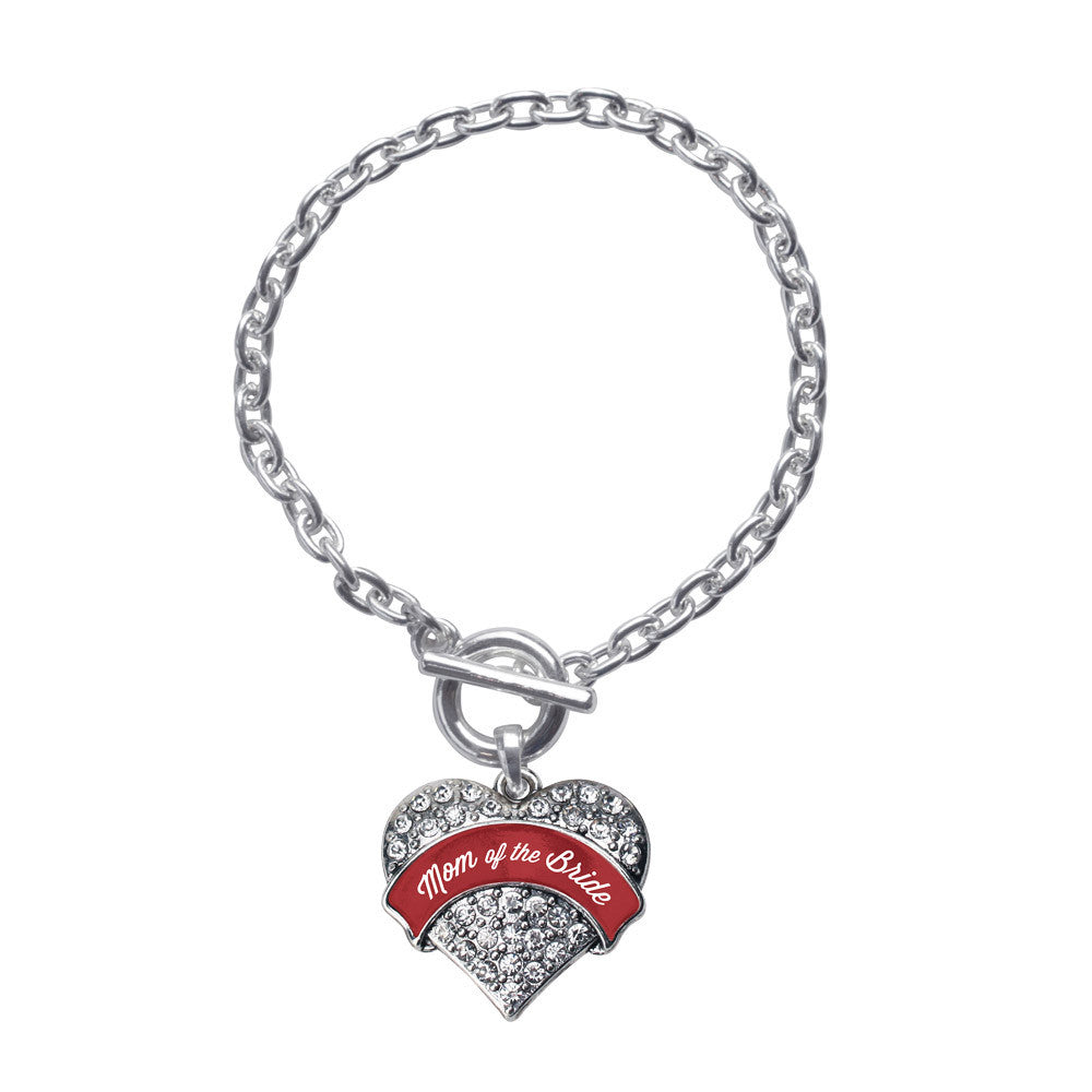 Crimson Red Mom of the Bride Pave Heart Charm