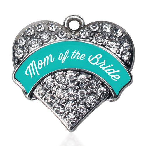 Teal Mom of the Bride  Pave Heart Charm