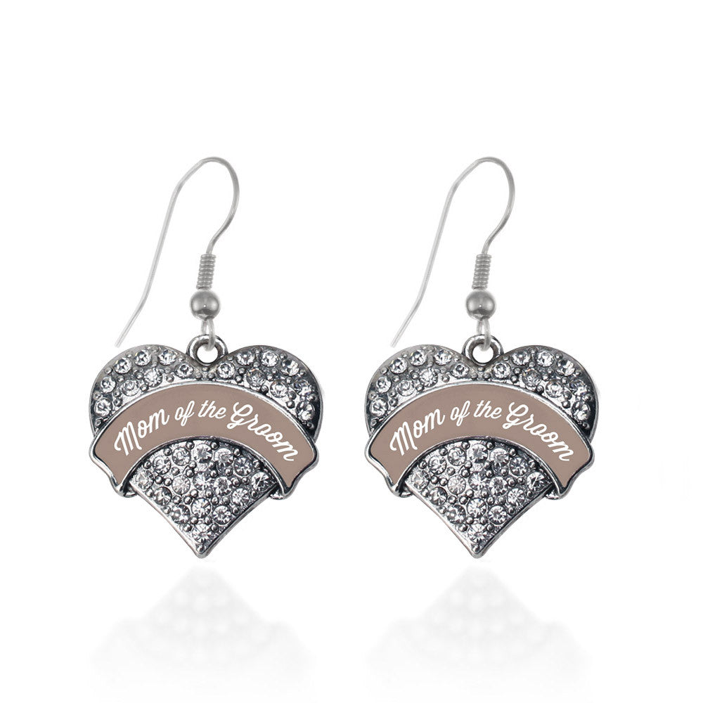Brown and White Mom of the Groom  Pave Heart Charm