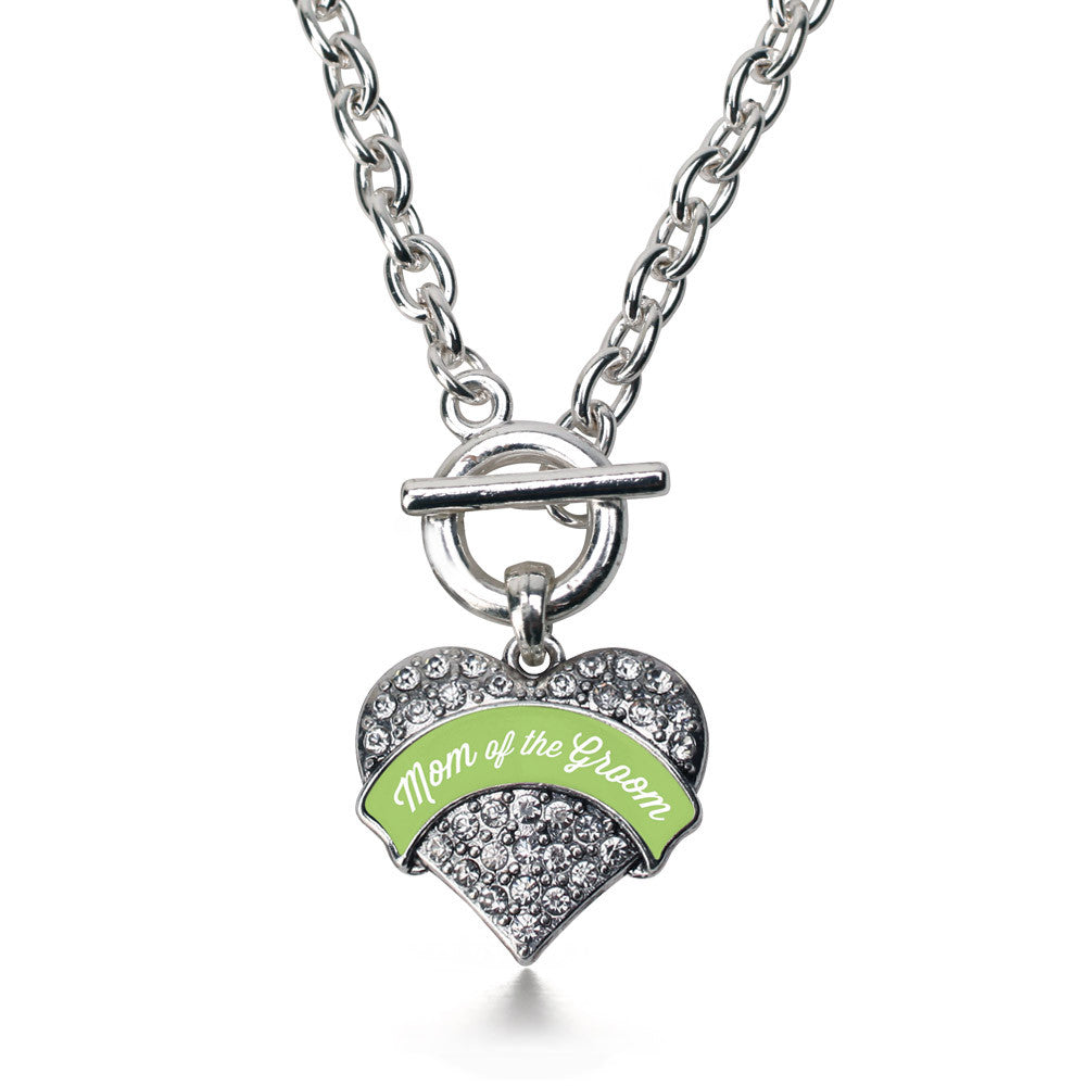 Sage Green Mom of the Groom  Pave Heart Charm