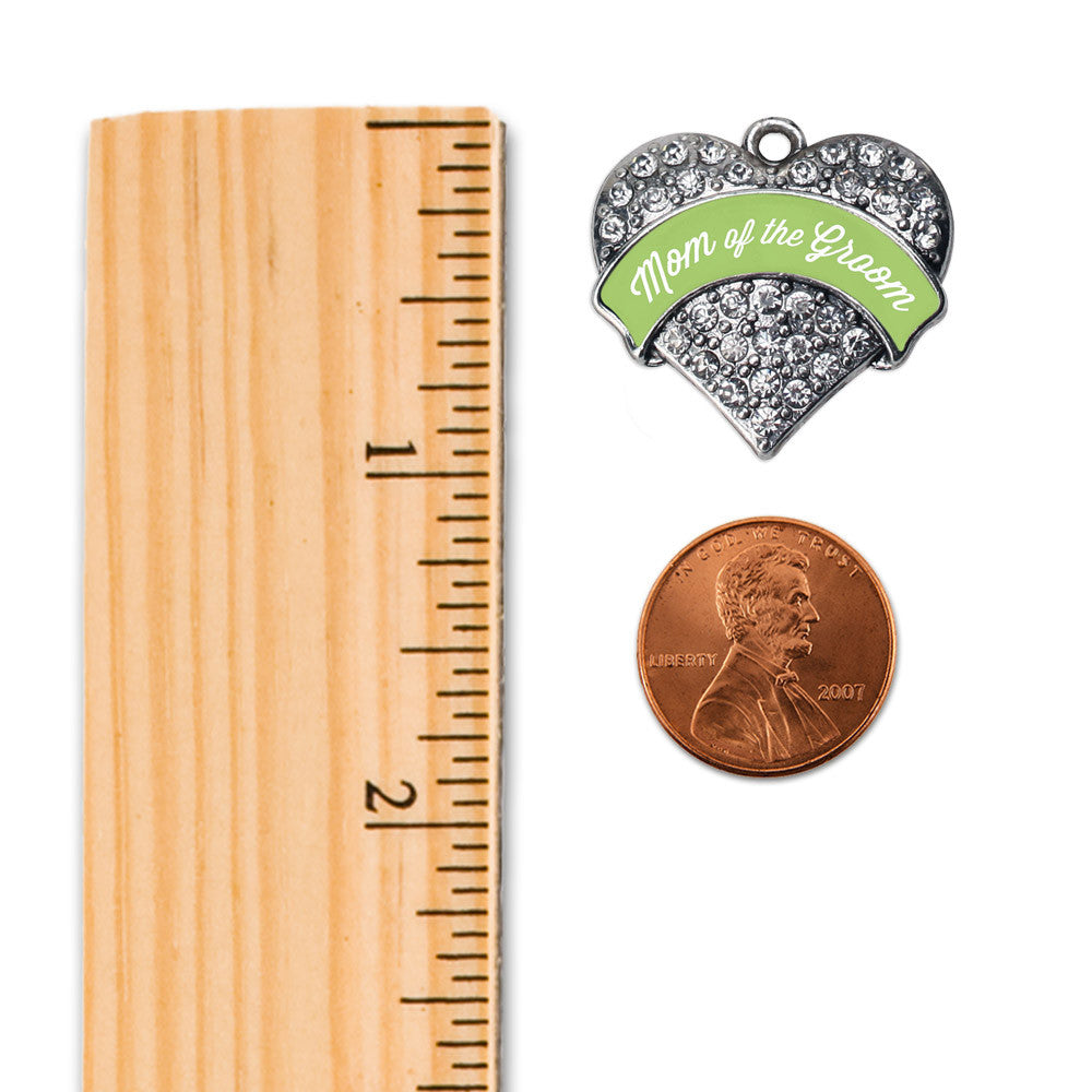 Sage Green Mom of the Groom  Pave Heart Charm