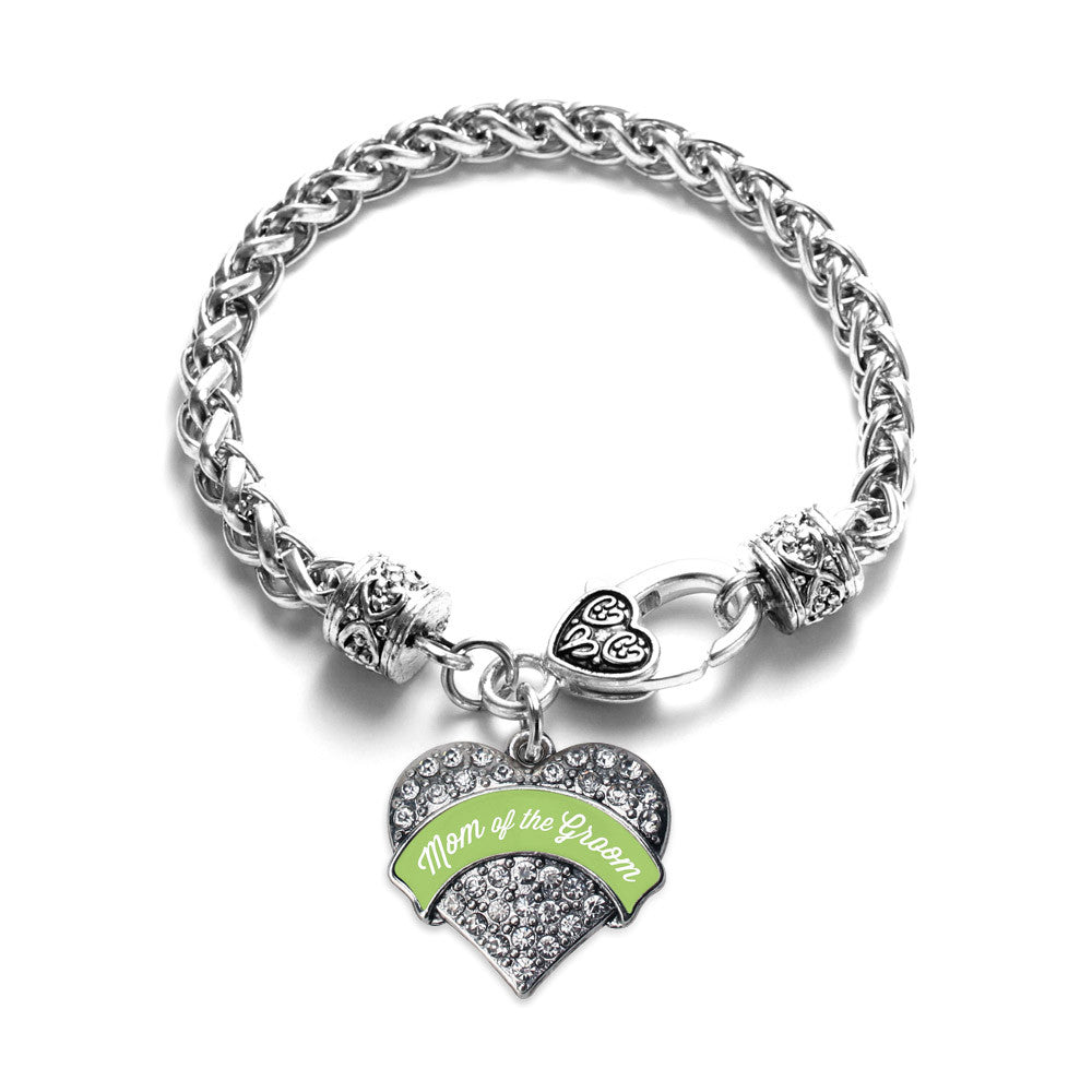 Sage Green Mom of the Groom  Pave Heart Charm
