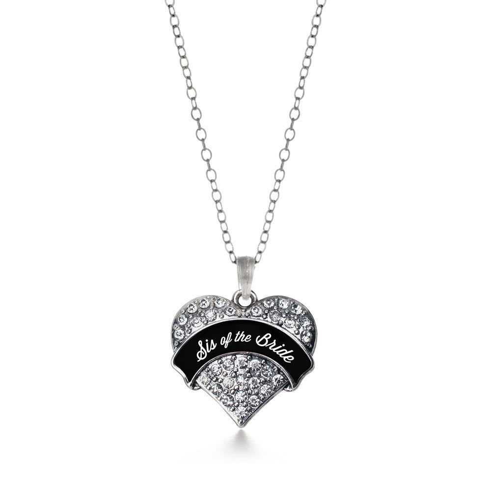 Black and White Sis of the Bride Pave Heart Charm