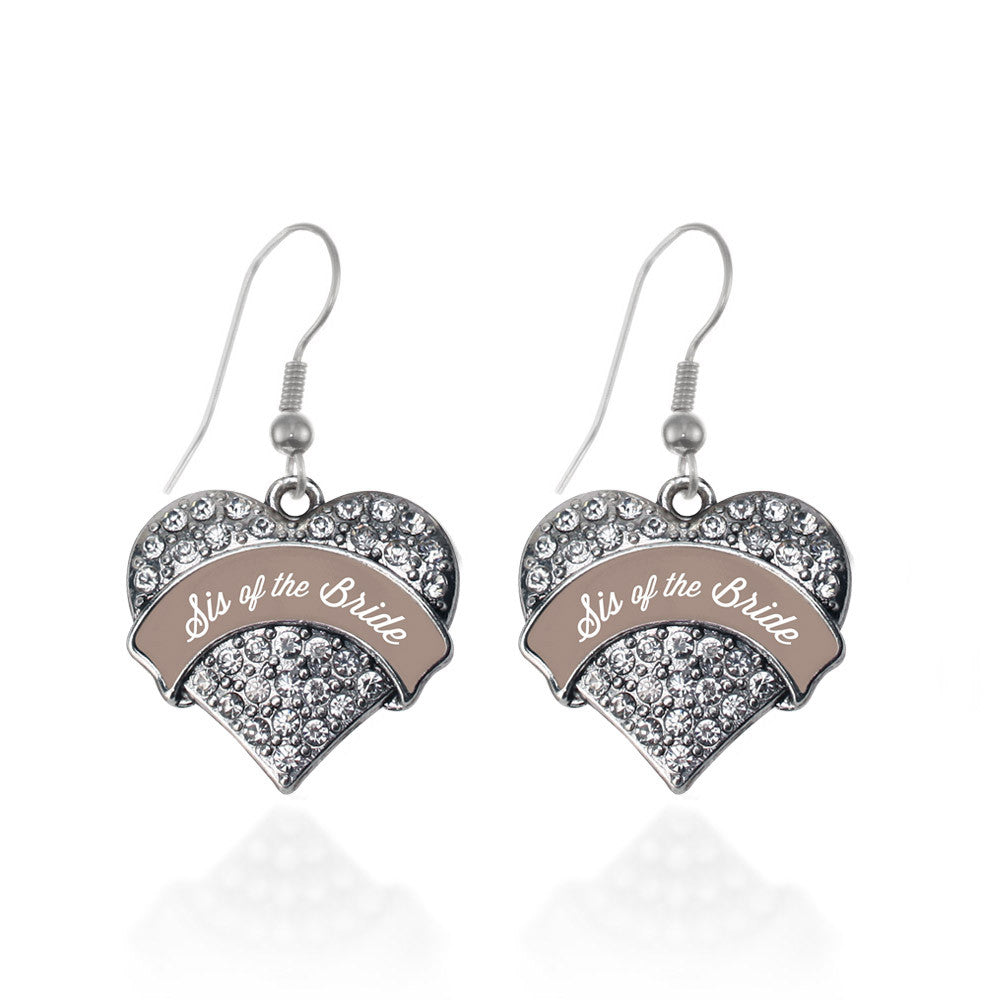 Brown and White Sis of the Bride Pave Heart Charm