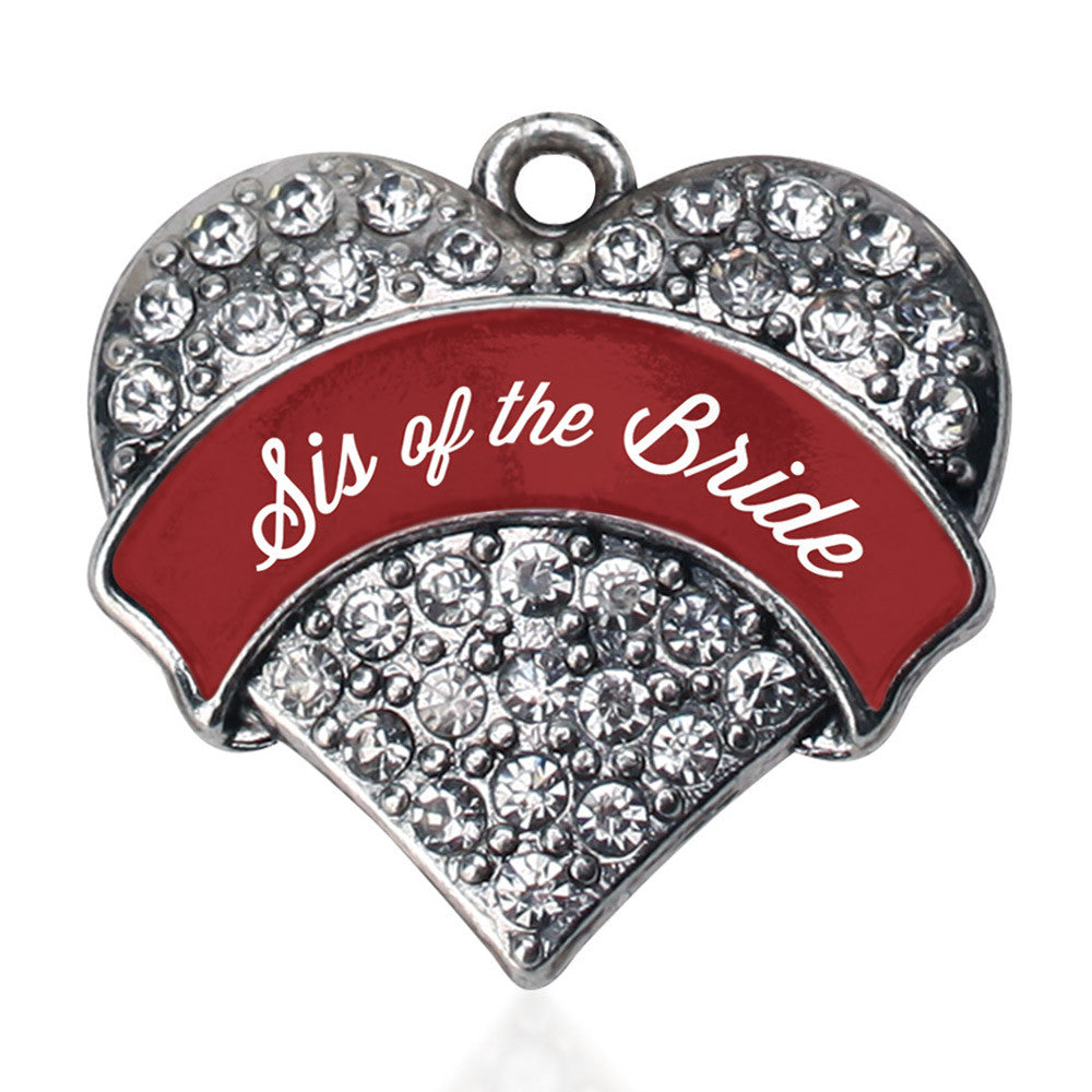 Crimson Red Sis of the Bride Pave Heart Charm