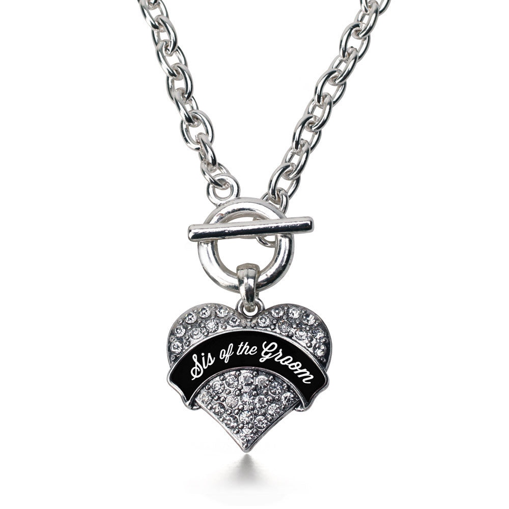 Black and White Sis of the Groom Pave Heart Charm