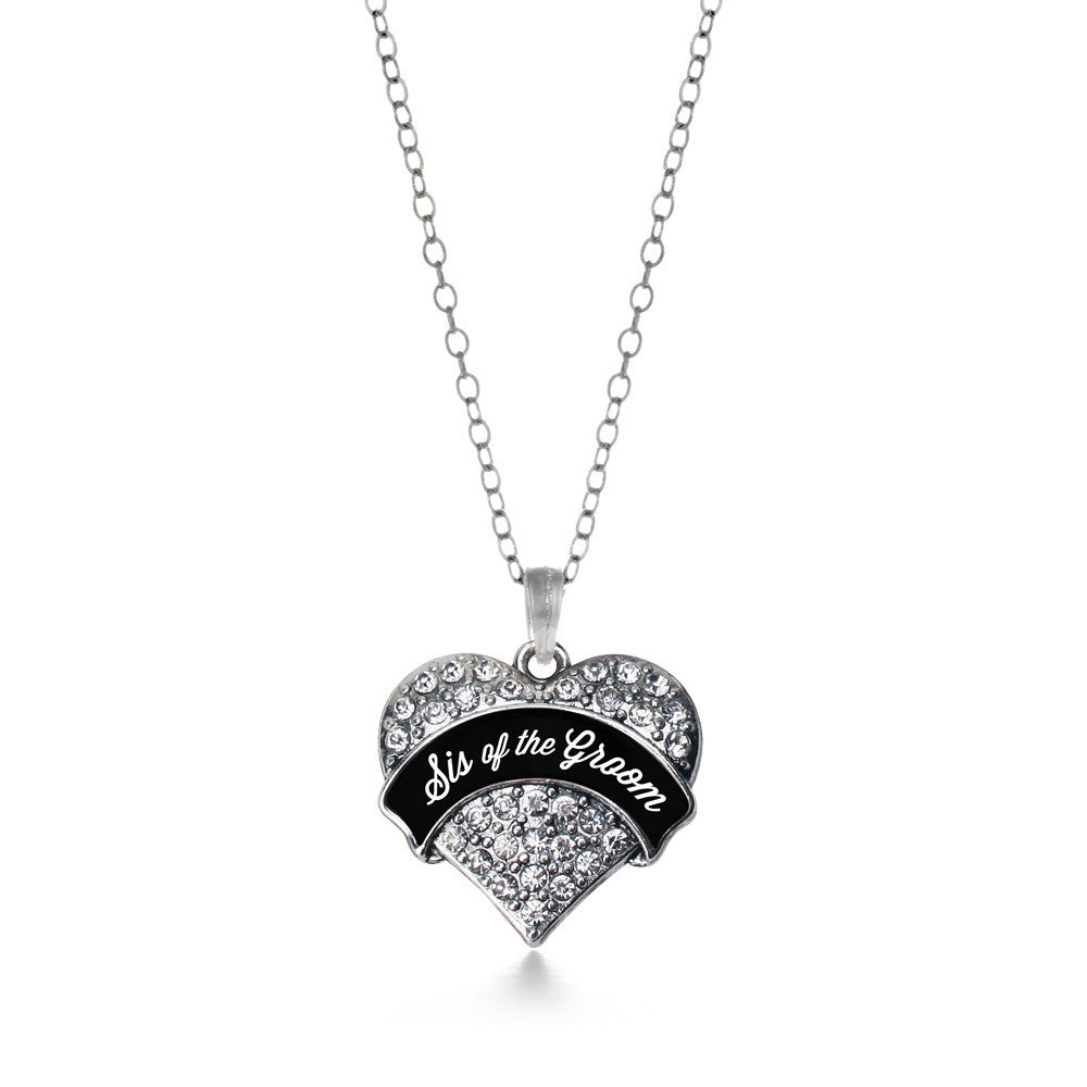 Black and White Sis of the Groom Pave Heart Charm