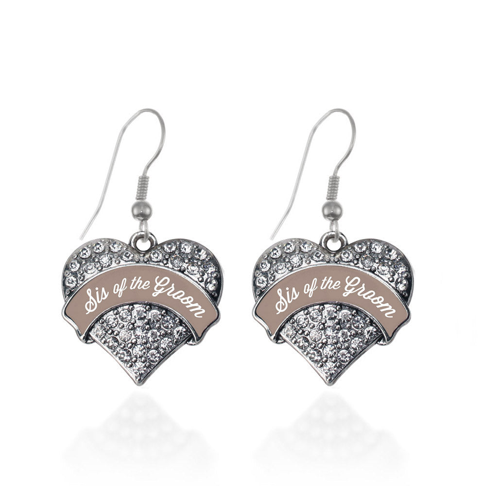 Brown and White Sis of the Groom Pave Heart Charm