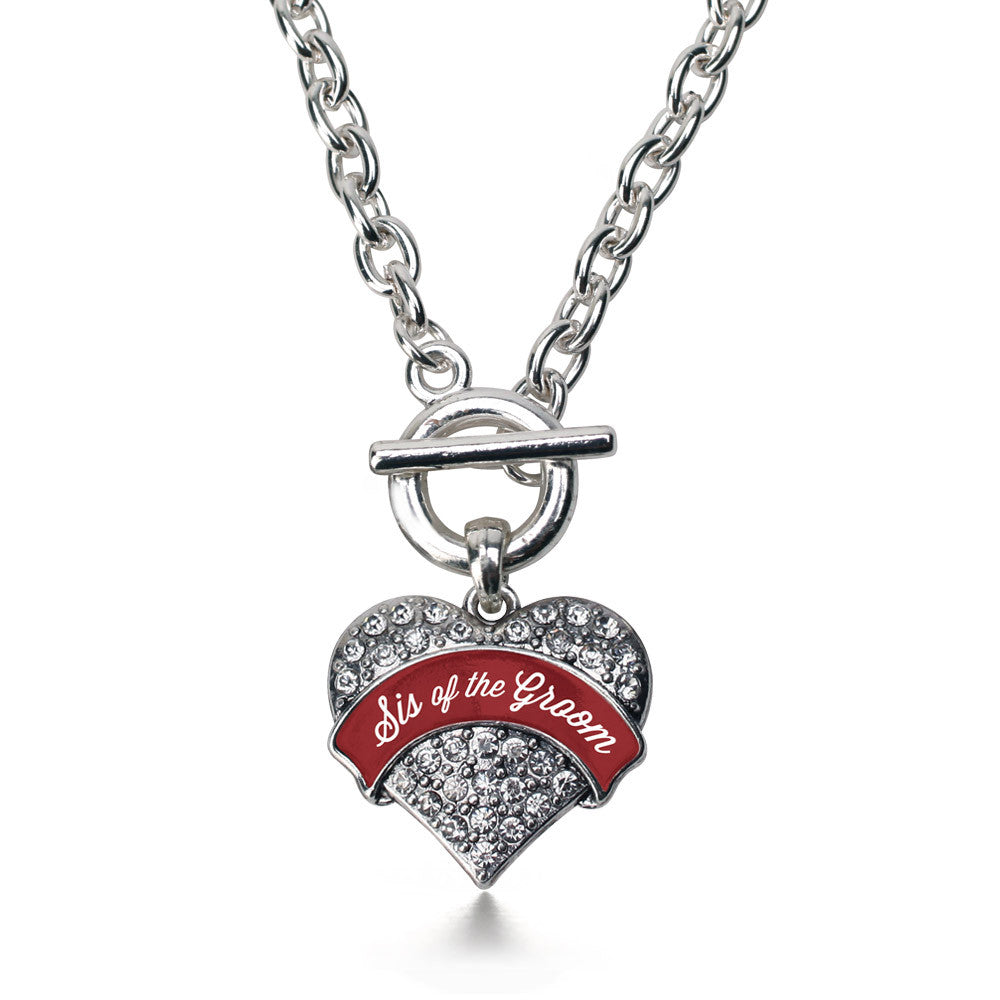 Crimson Red Sis of the Groom Pave Heart Charm