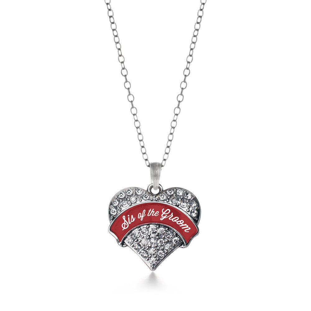 Crimson Red Sis of the Groom Pave Heart Charm