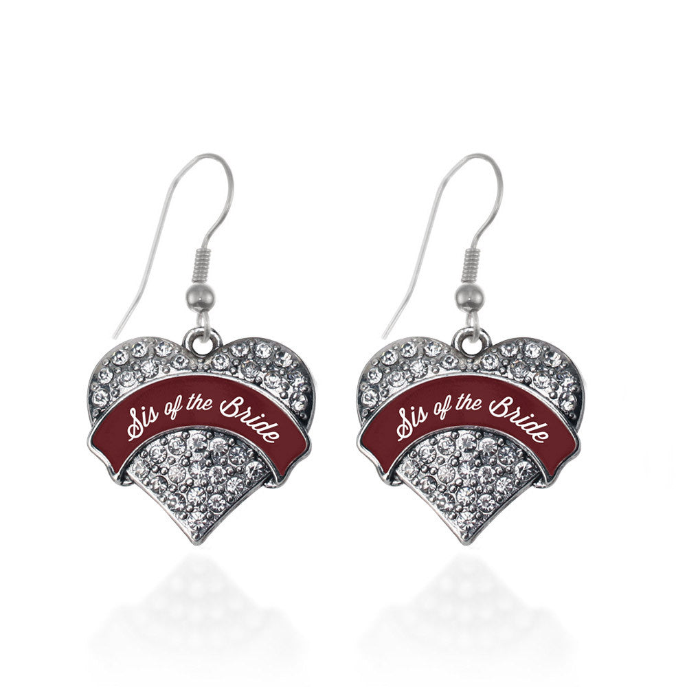 Burgundy Sis of the Bride Pave Heart Charm