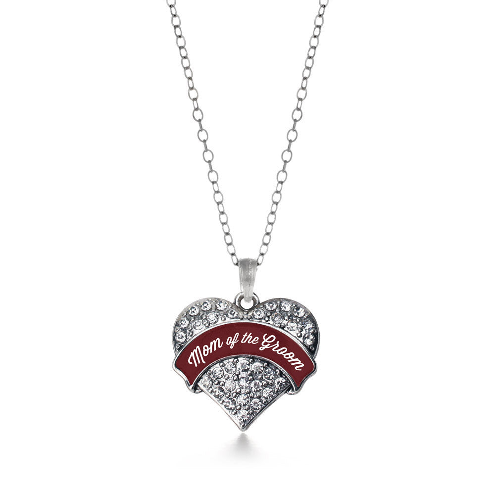 Burgundy Mom of of the Groom Pave Heart Charm