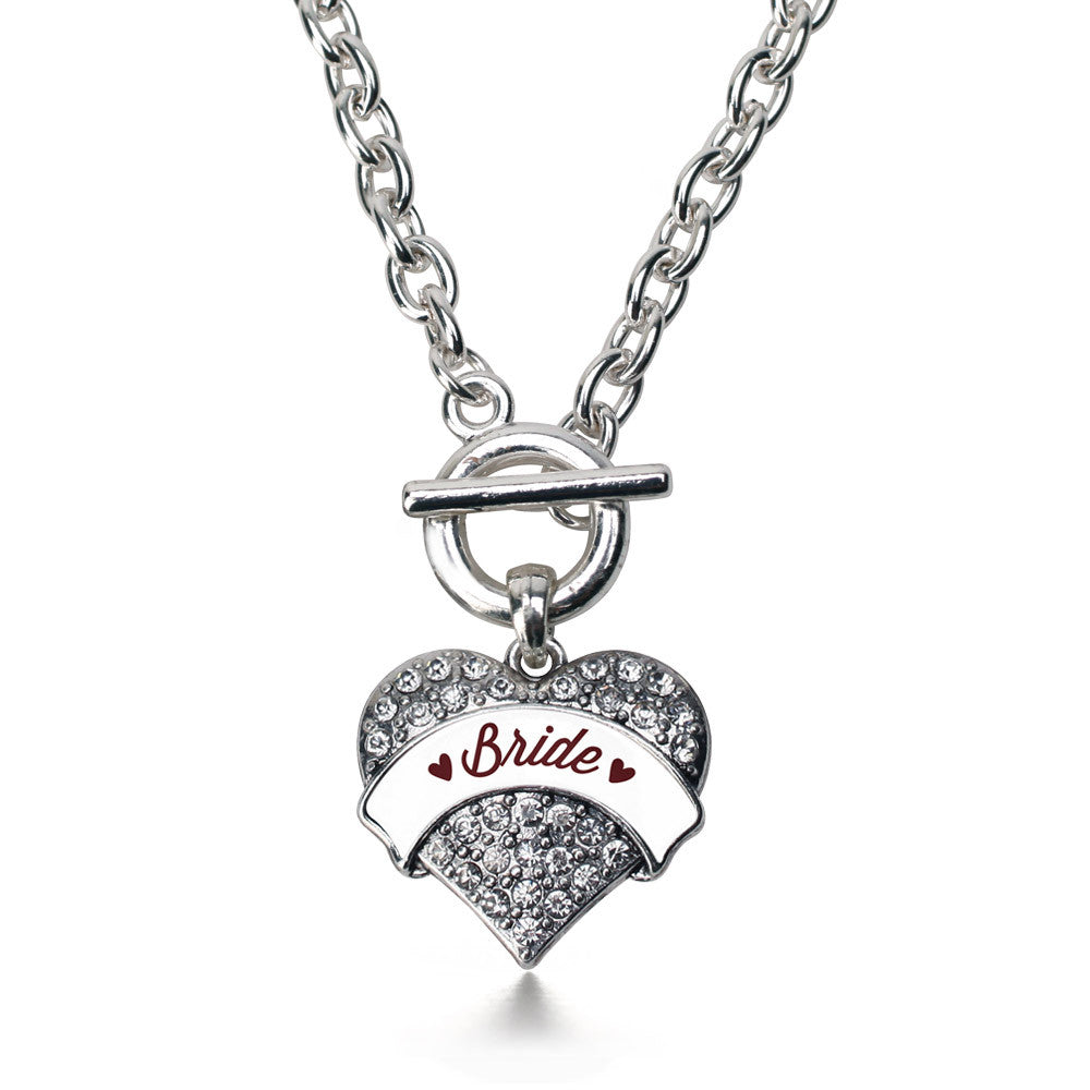 Burgundy Bride Pave Heart Charm