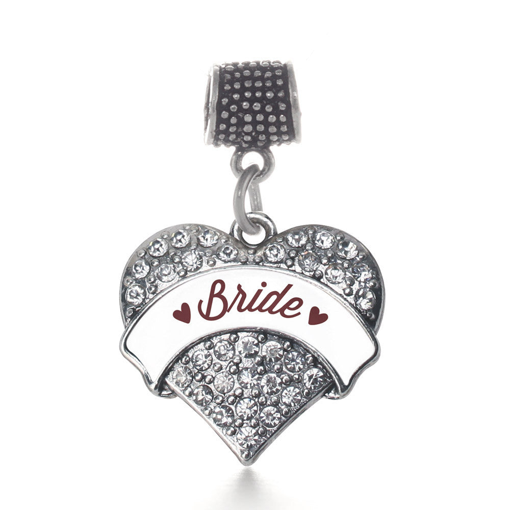 Burgundy Bride Pave Heart Charm