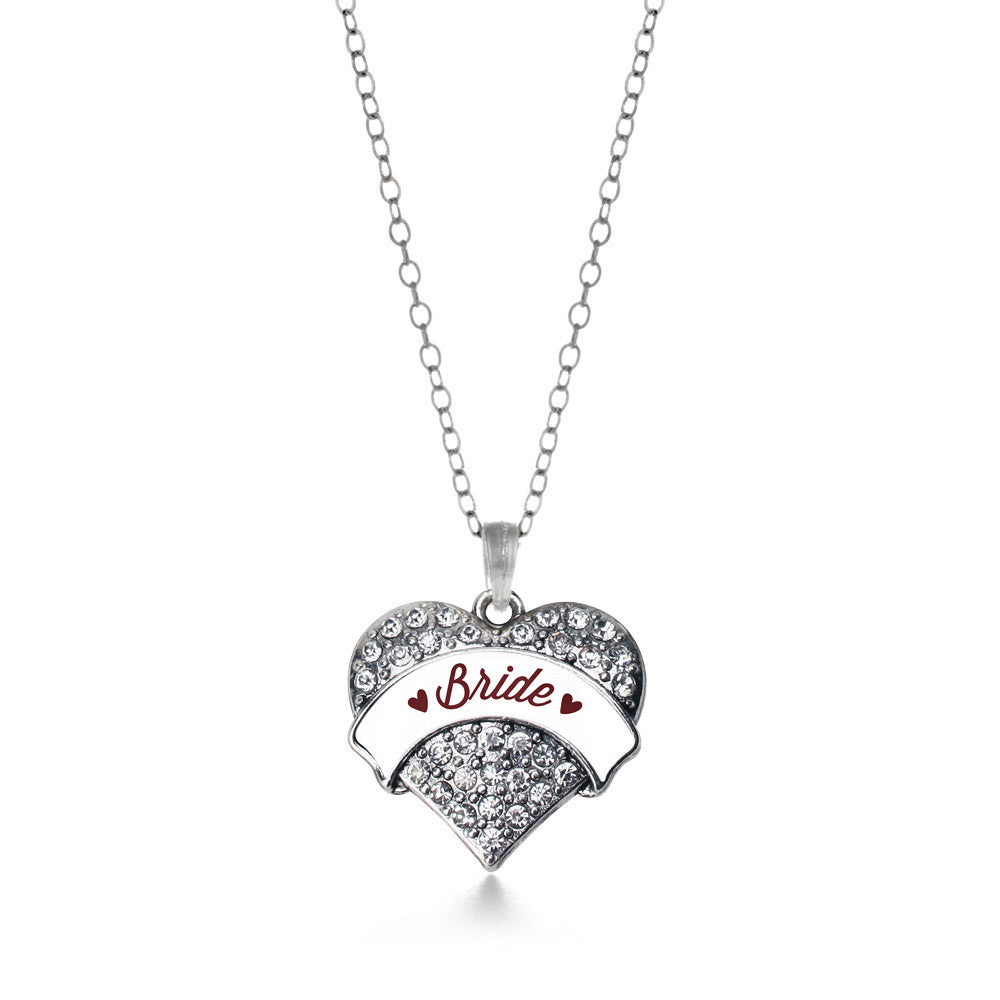 Burgundy Bride Pave Heart Charm
