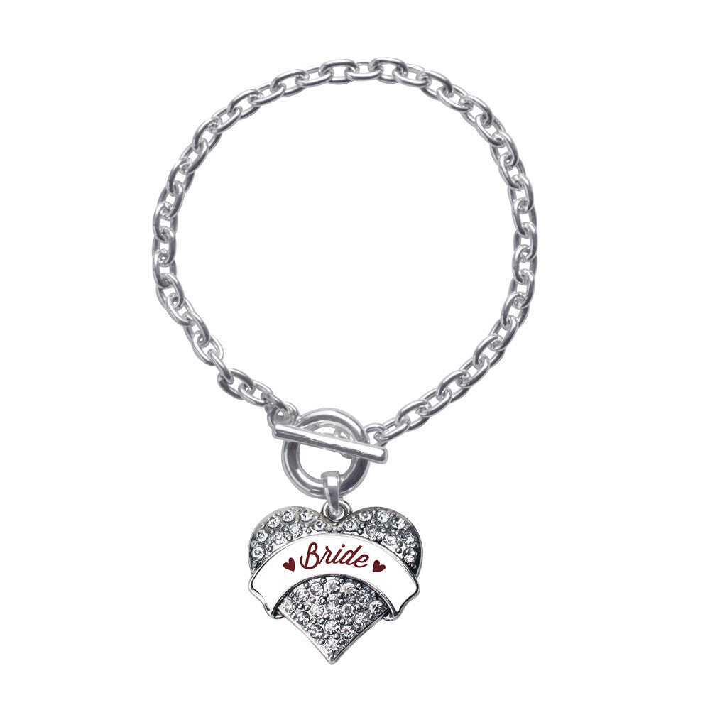 Burgundy Bride Pave Heart Charm