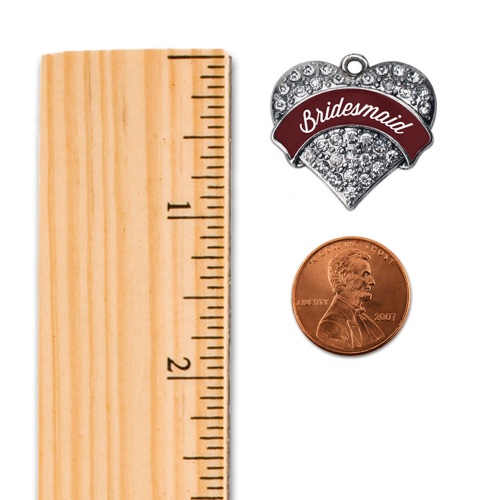 Burgundy Bridesmaid Pave Heart Charm