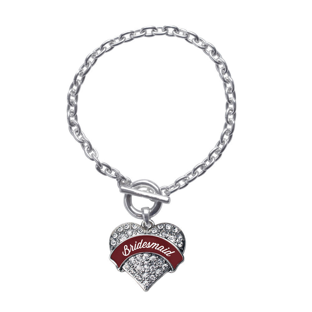 Burgundy Bridesmaid Pave Heart Charm