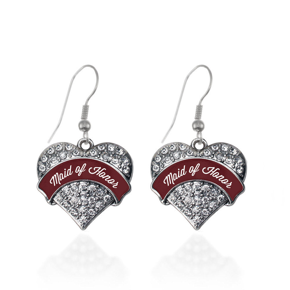 Burgundy Maid of Honor  Pave Heart Charm