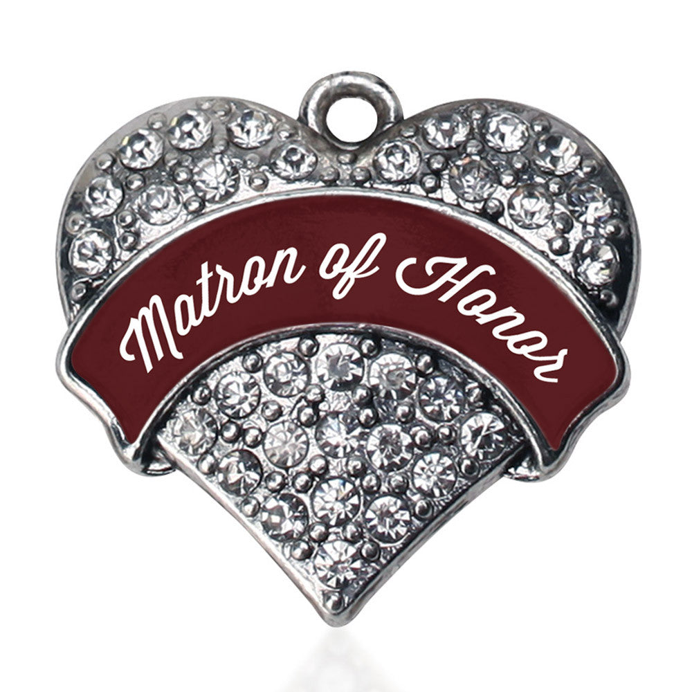 Burgundy Matron of Honor Pave Heart Charm