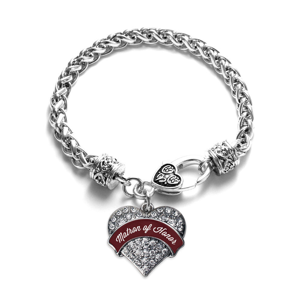 Burgundy Matron of Honor Pave Heart Charm