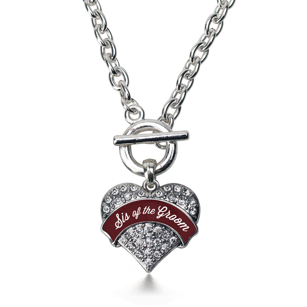 Burgundy Sis of the Groom Pave Heart Charm