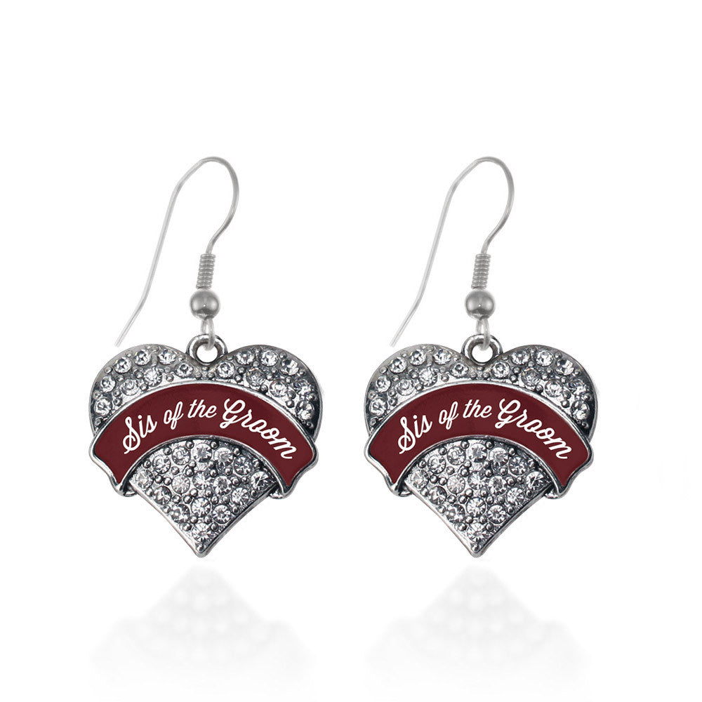 Burgundy Sis of the Groom Pave Heart Charm