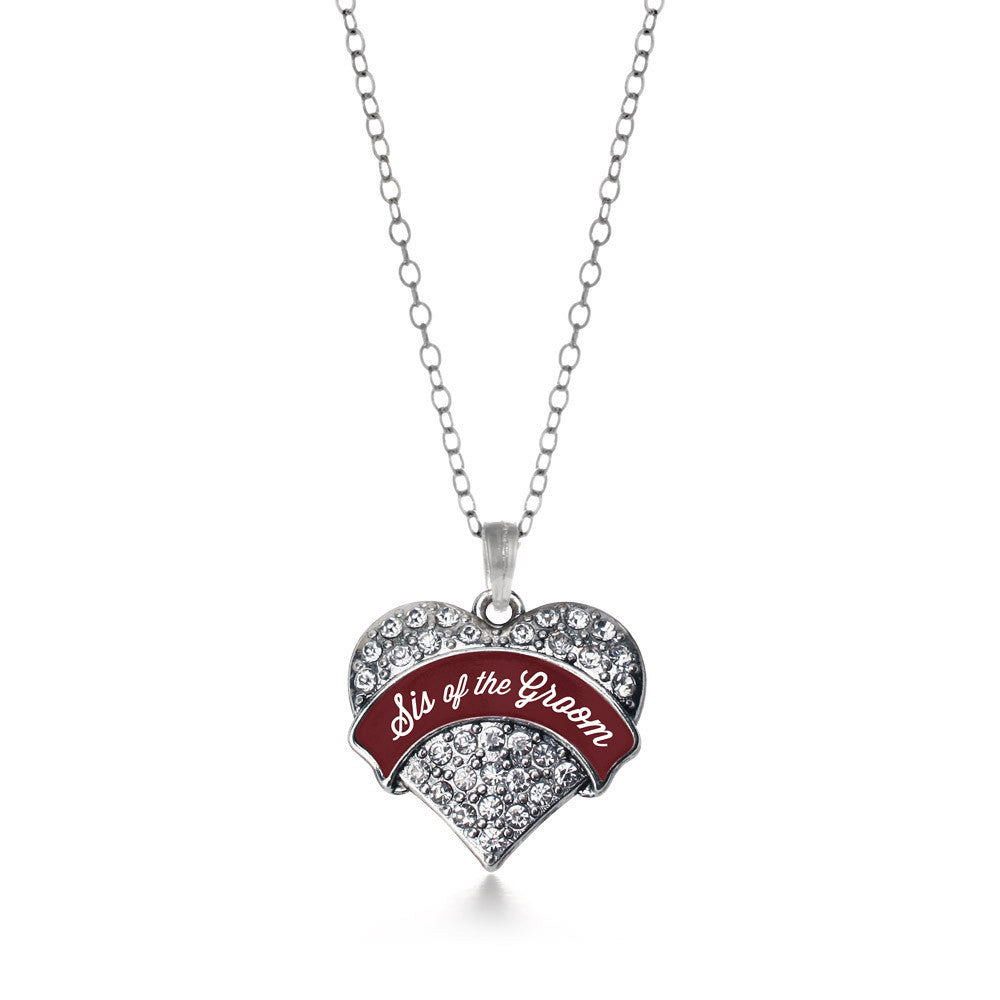 Burgundy Sis of the Groom Pave Heart Charm