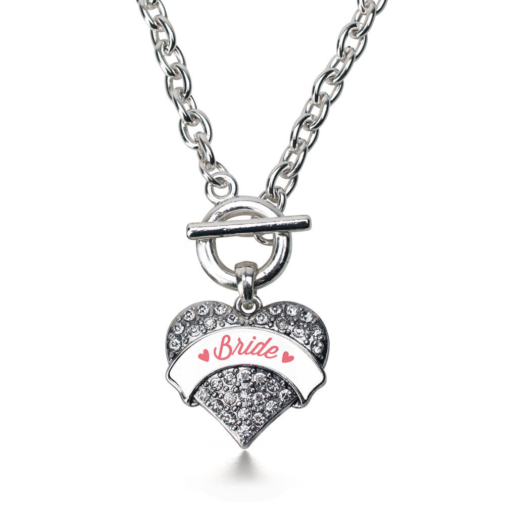 Coral Bride  Pave Heart Charm