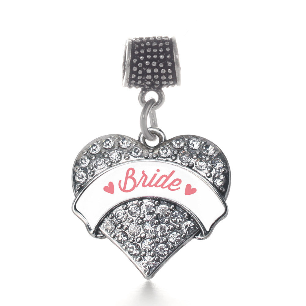 Coral Bride  Pave Heart Charm
