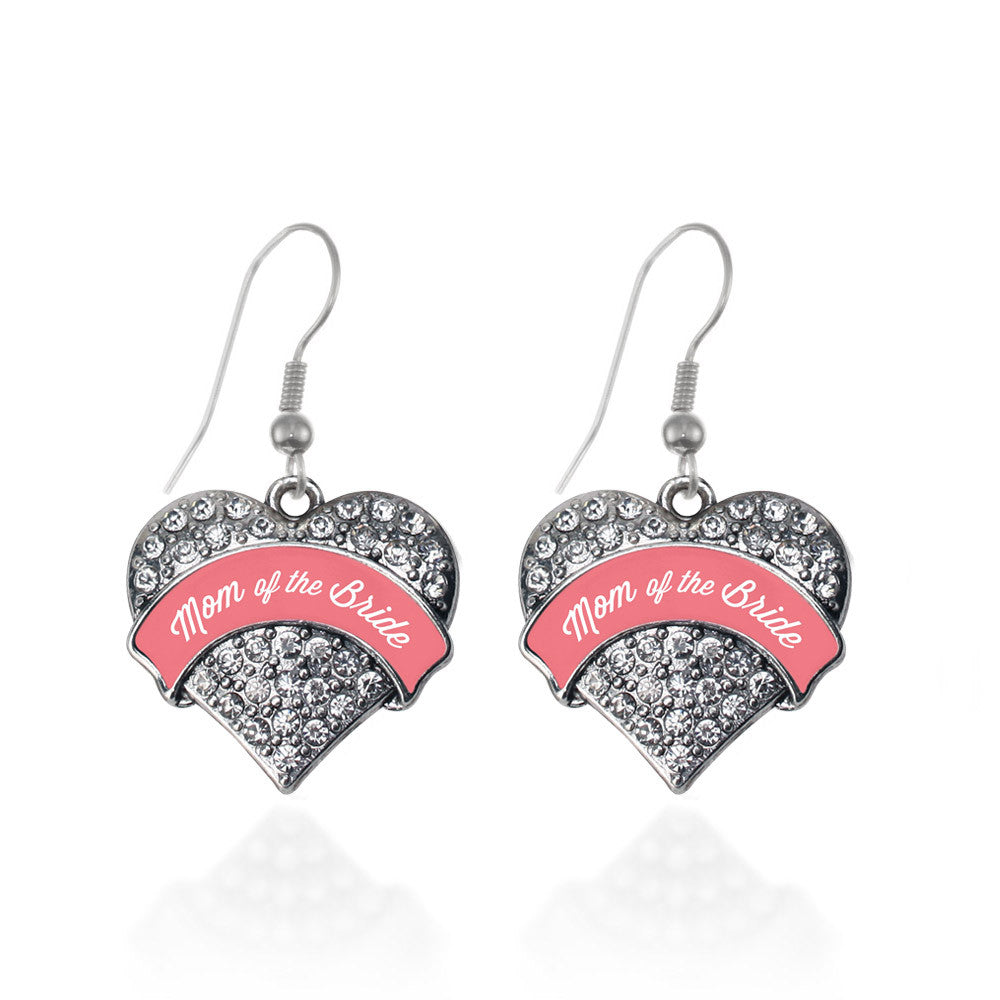 Coral Mom of Bride Pave Heart Charm