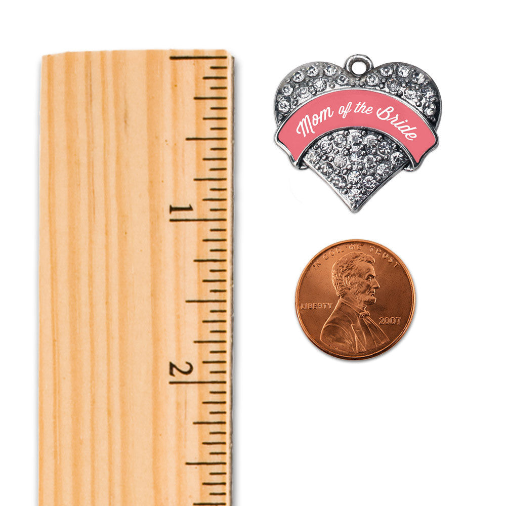 Coral Mom of Bride Pave Heart Charm