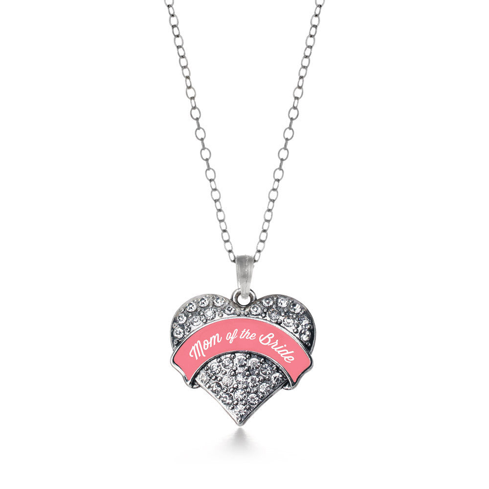 Coral Mom of Bride Pave Heart Charm