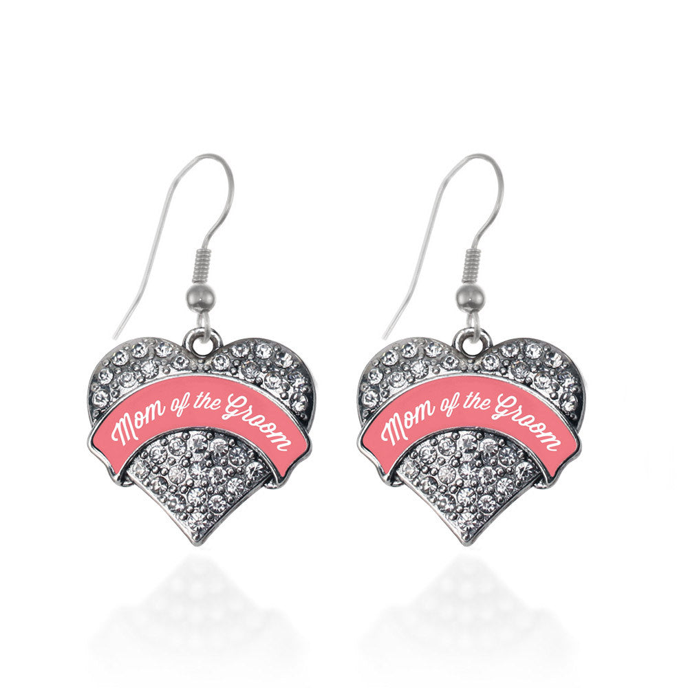 Coral Mom of Groom Pave Heart Charm