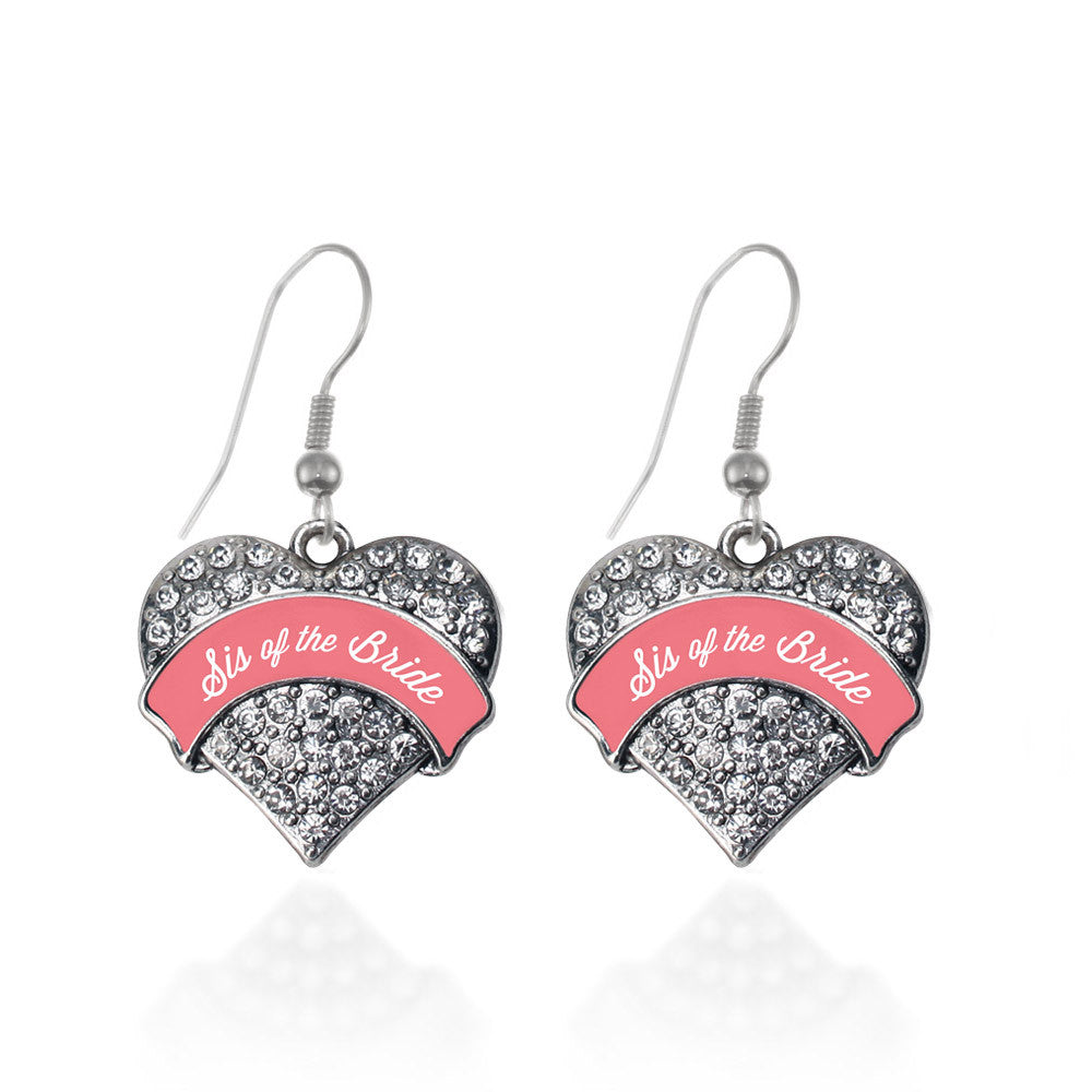 Coral Sis of Bride Pave Heart Charm