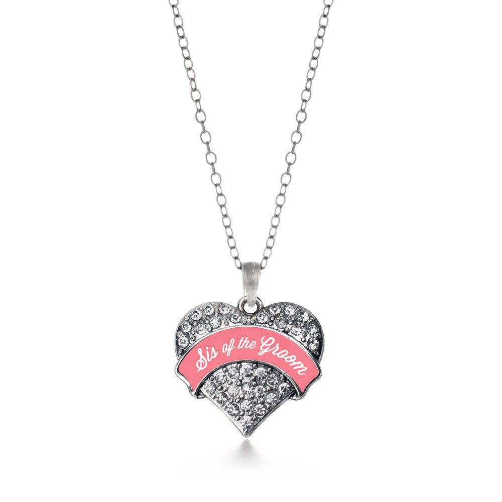 Coral Sis of Groom Pave Heart Charm