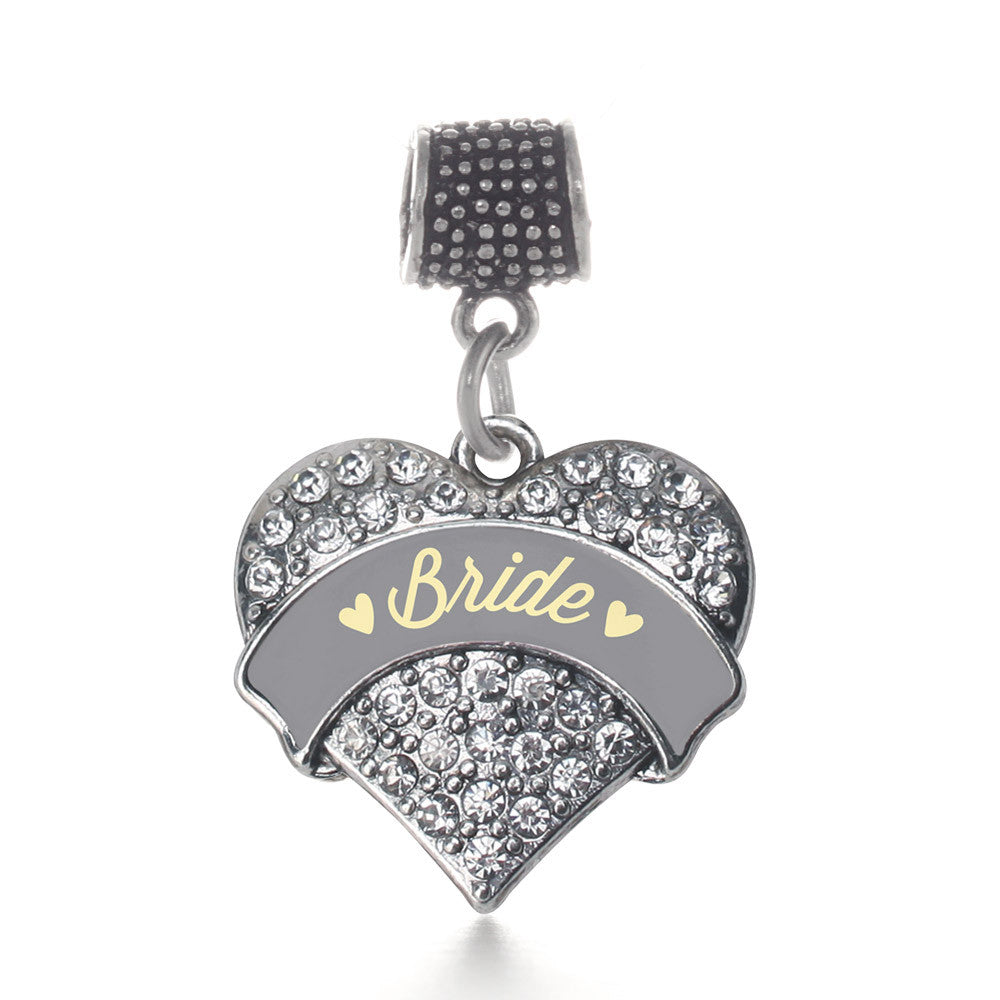 Cream Bride  Pave Heart Charm