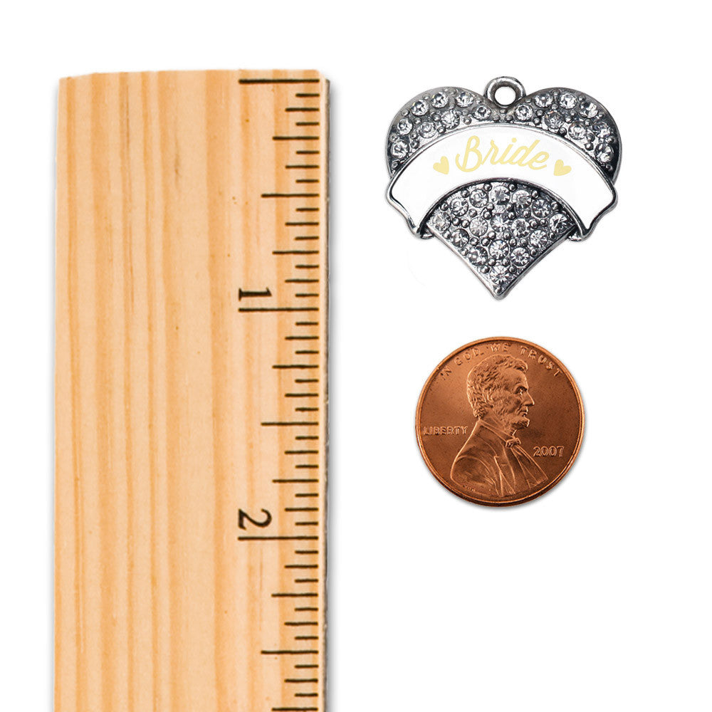 Cream Bride  Pave Heart Charm