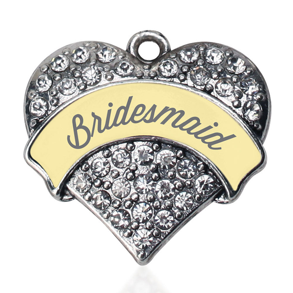 Cream Bridesmaid Pave Heart Charm