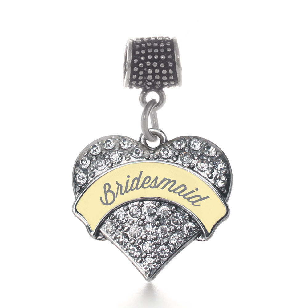 Cream Bridesmaid Pave Heart Charm