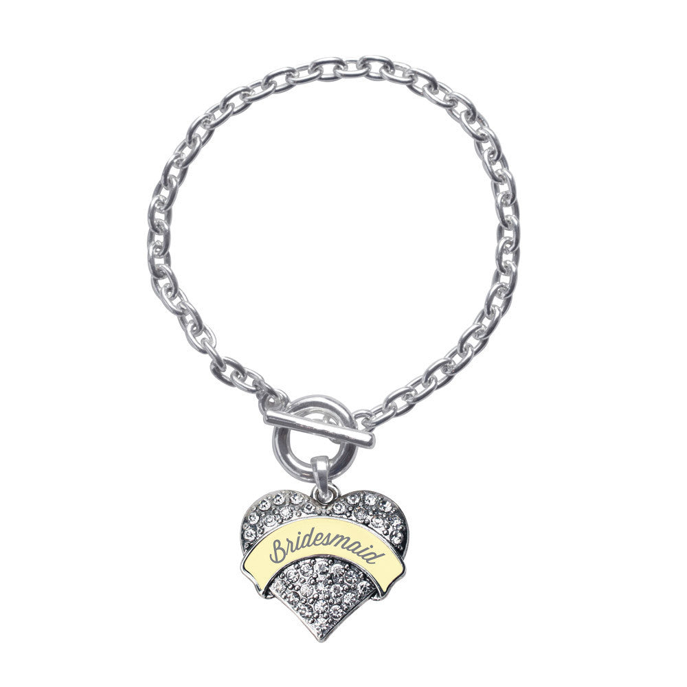 Cream Bridesmaid Pave Heart Charm
