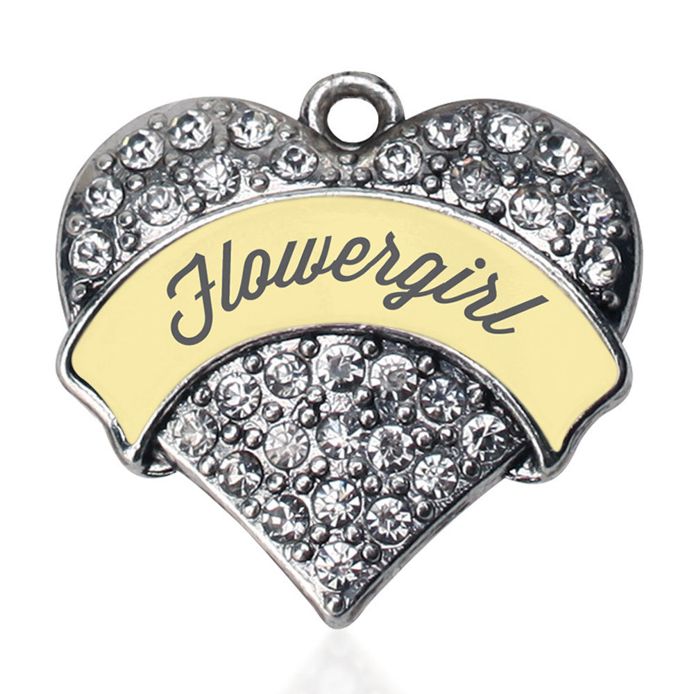 Cream Flower Girl Pave Heart Charm