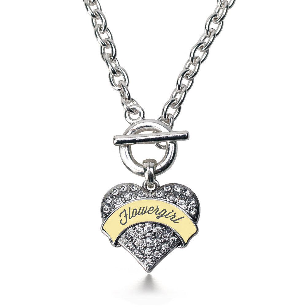Cream Flower Girl Pave Heart Charm