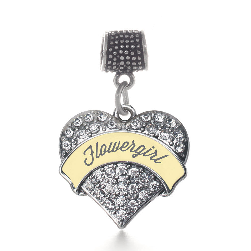 Cream Flower Girl Pave Heart Charm