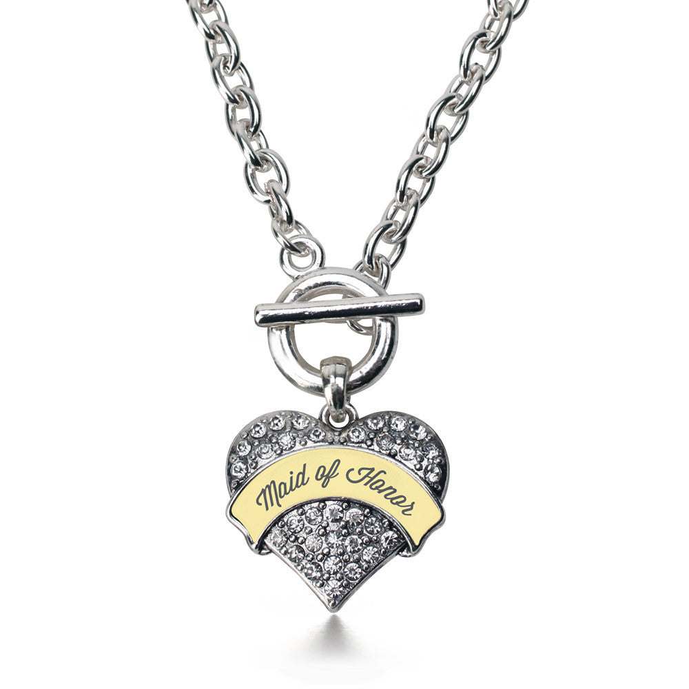 Cream Maid of Honor  Pave Heart Charm