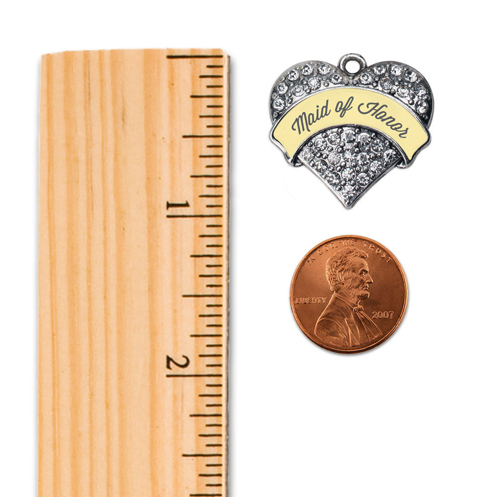 Cream Maid of Honor  Pave Heart Charm
